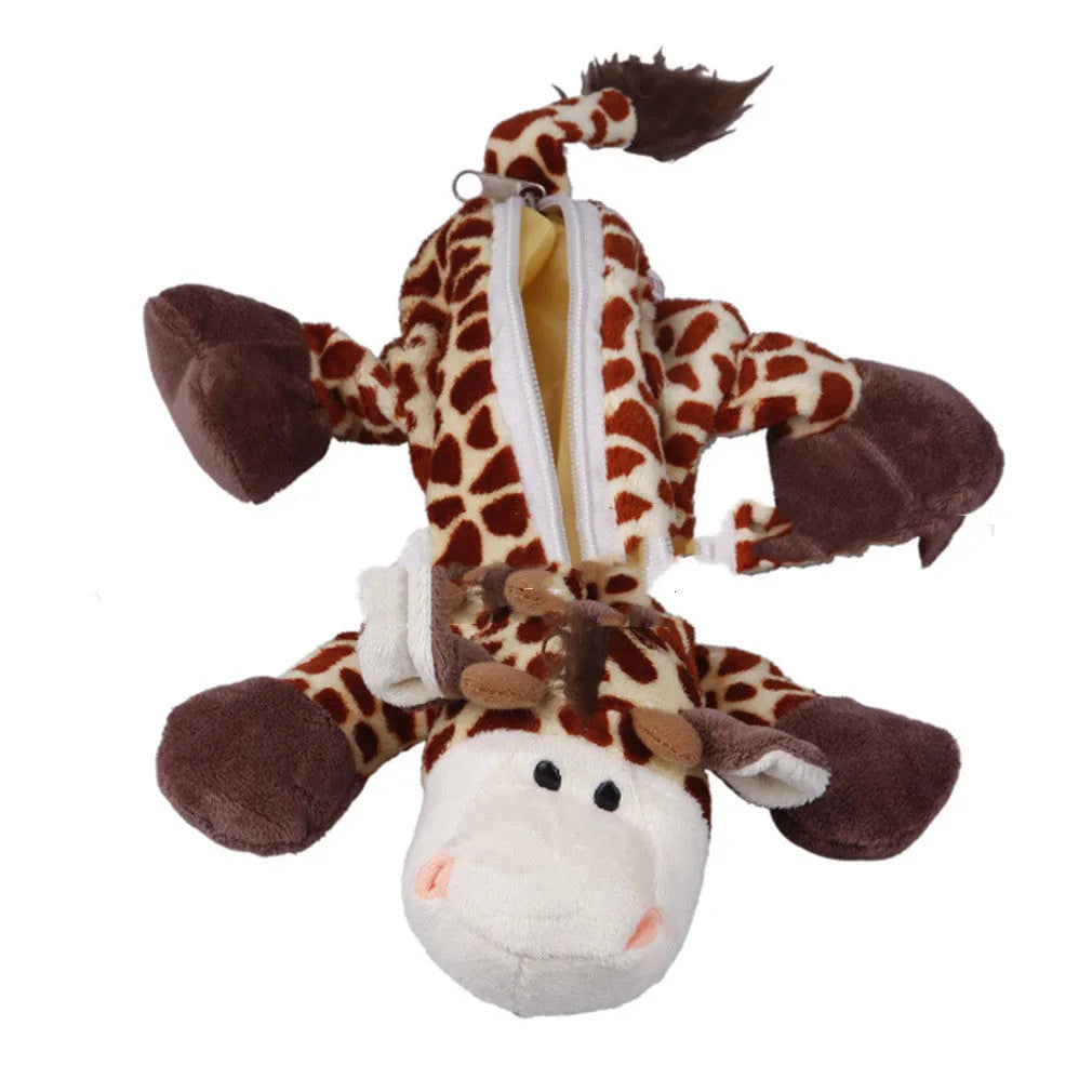 Soft plush Korean cartoon animal pencil case for children with various animal designs