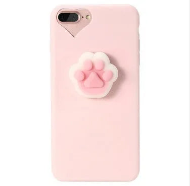 3D cartoon cat design silicone iPhone case in multiple colours showing soft TPU construction