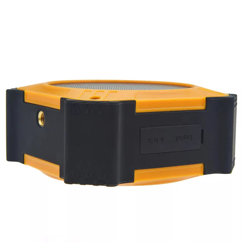 Black or blue waterproof portable Bluetooth speaker showing compact 101x101x47mm size with wrist strap