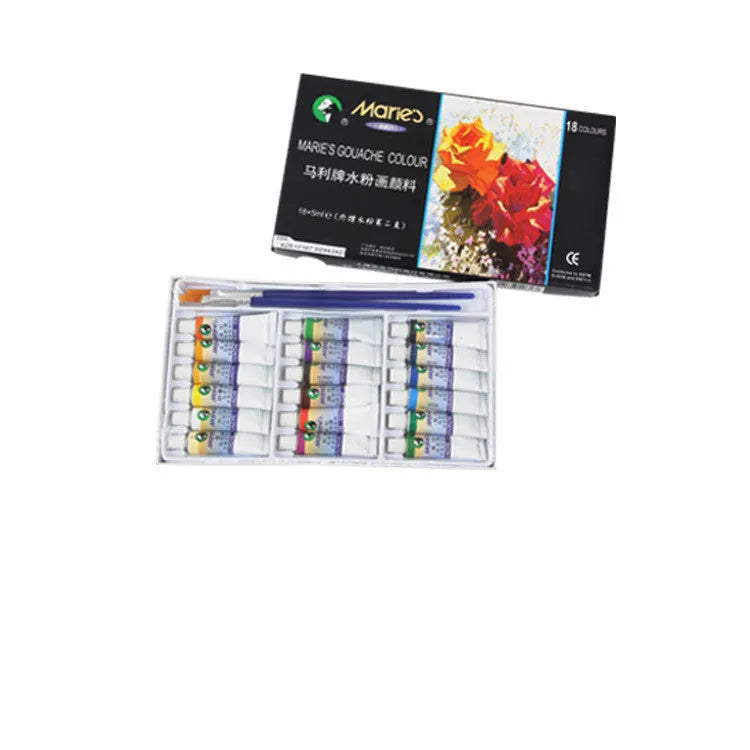 Boxed set of Marley gouache paint tubes in 12ml size, showing multiple colour options for artists.