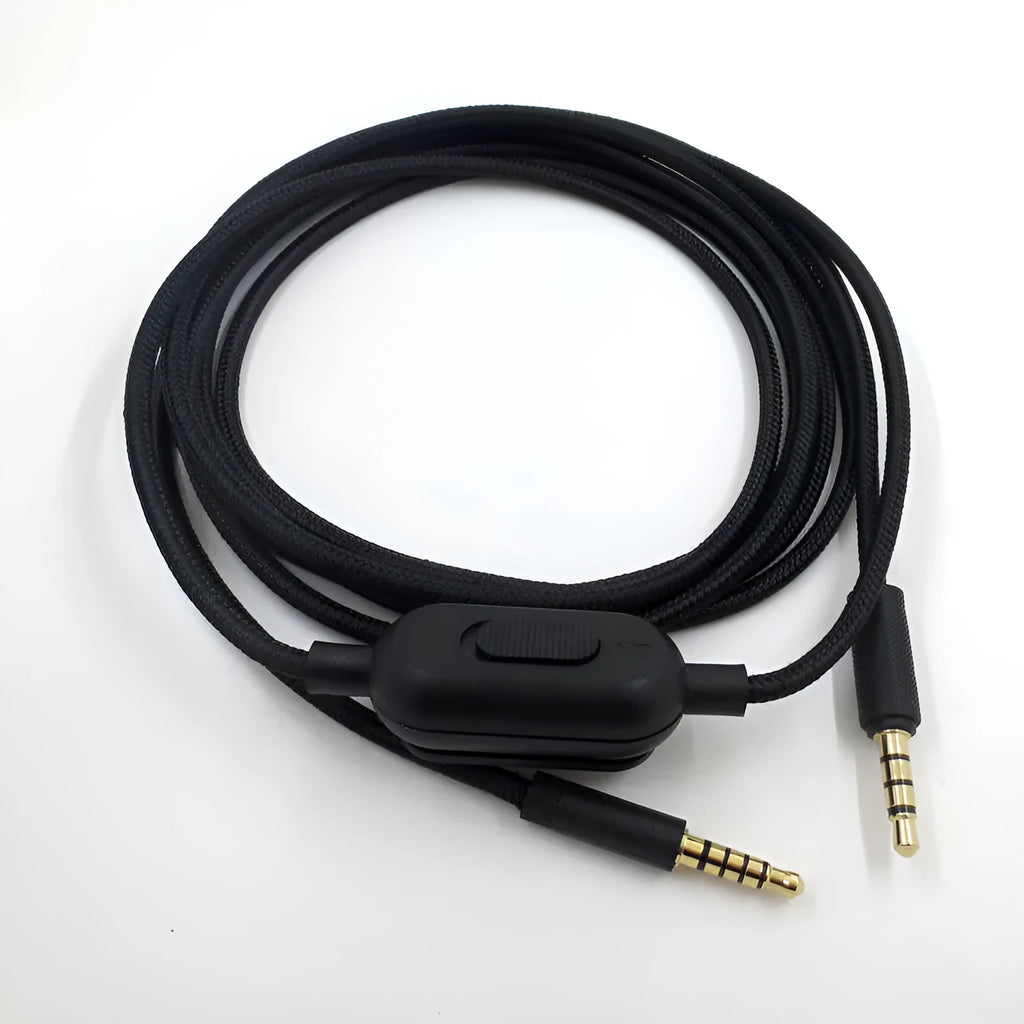 Black universal audio cable with oxygen-free copper wire for gaming headset replacement