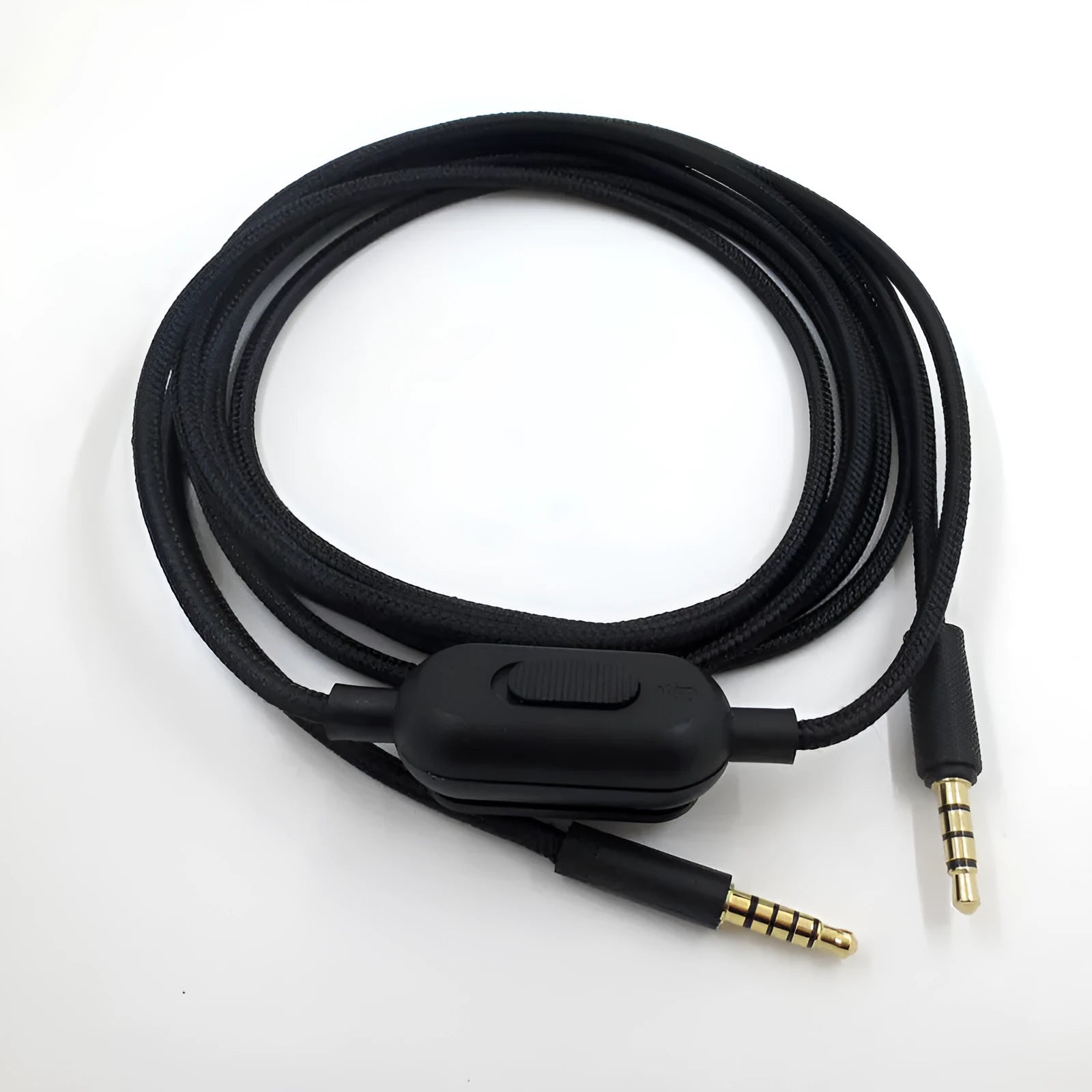 Black universal audio cable with oxygen-free copper wire for gaming headset replacement