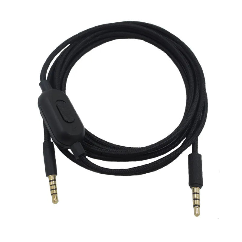 Black universal audio cable with oxygen-free copper wire for gaming headset replacement