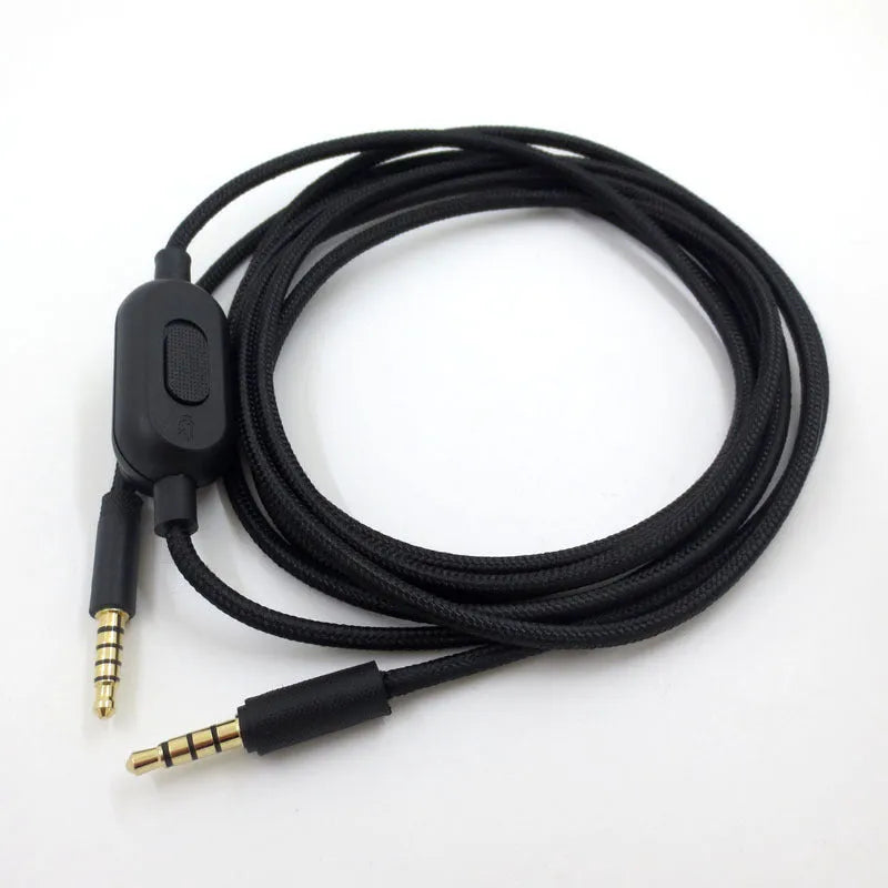 Black universal audio cable with oxygen-free copper wire for gaming headset replacement