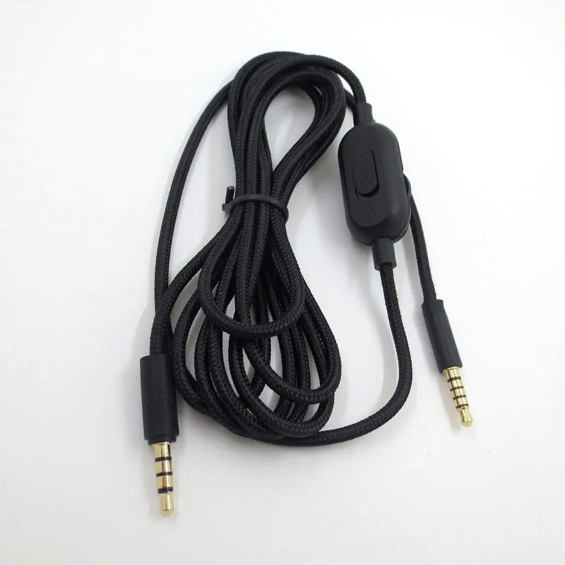Black universal audio cable with oxygen-free copper wire for gaming headset replacement