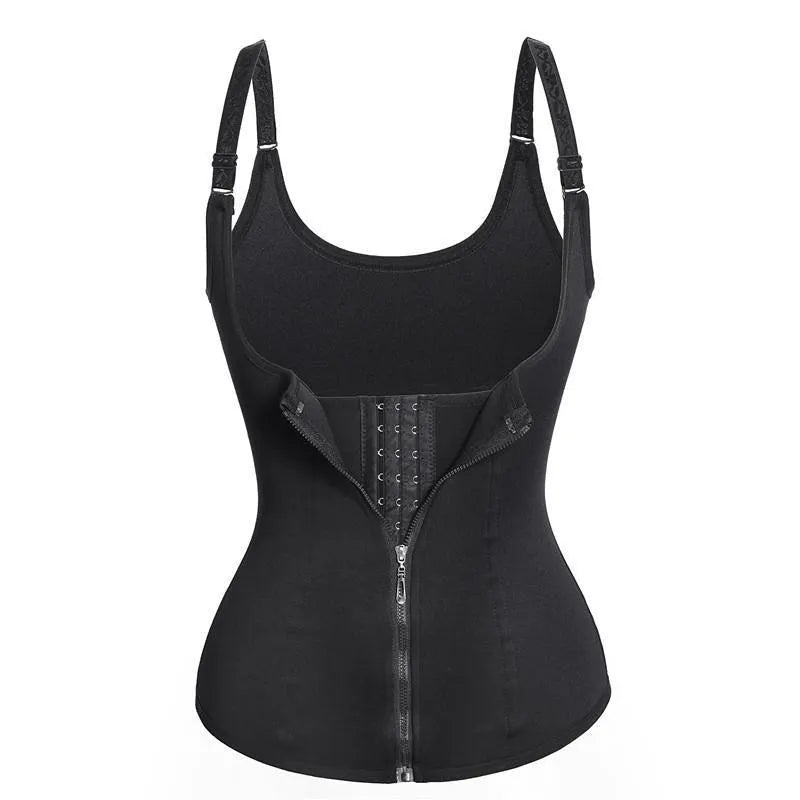 Adjustable zipper waist shaper trimmer in Black, Blue, Purple, Red sizes S to 3XL polyester spandex