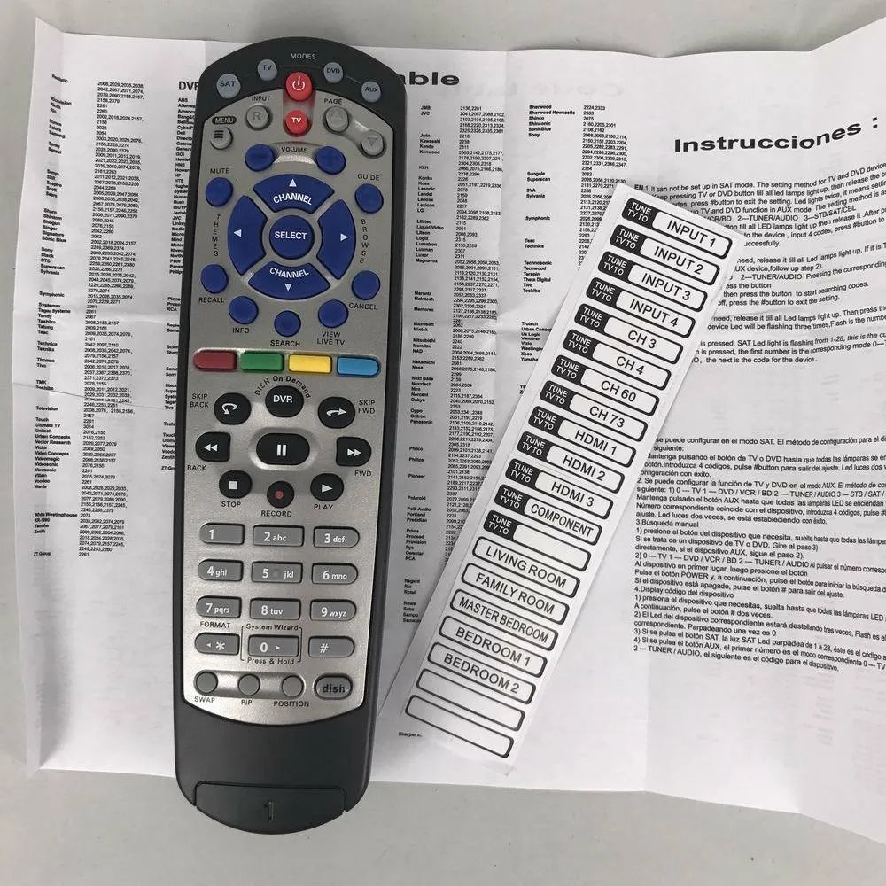 Black universal remote control for DISH Network satellite television receivers