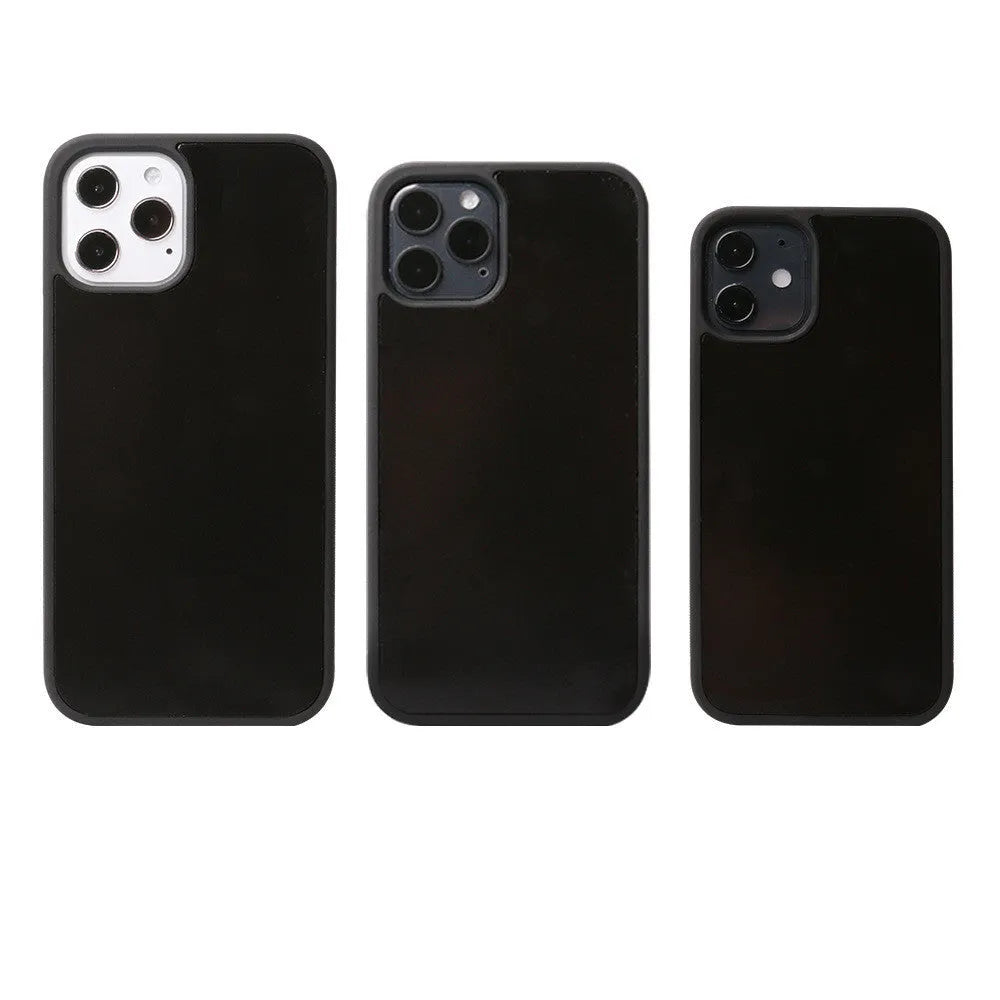 iPhone 12 anti-gravity TPU phone case in black or white, back cover with solid colour finish.