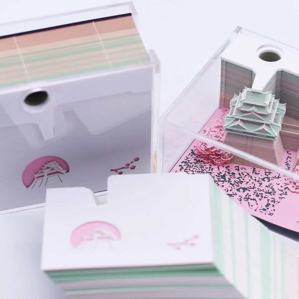 Three-dimensional specialty paper model of Spirited Away Tianshou Tower in gold
