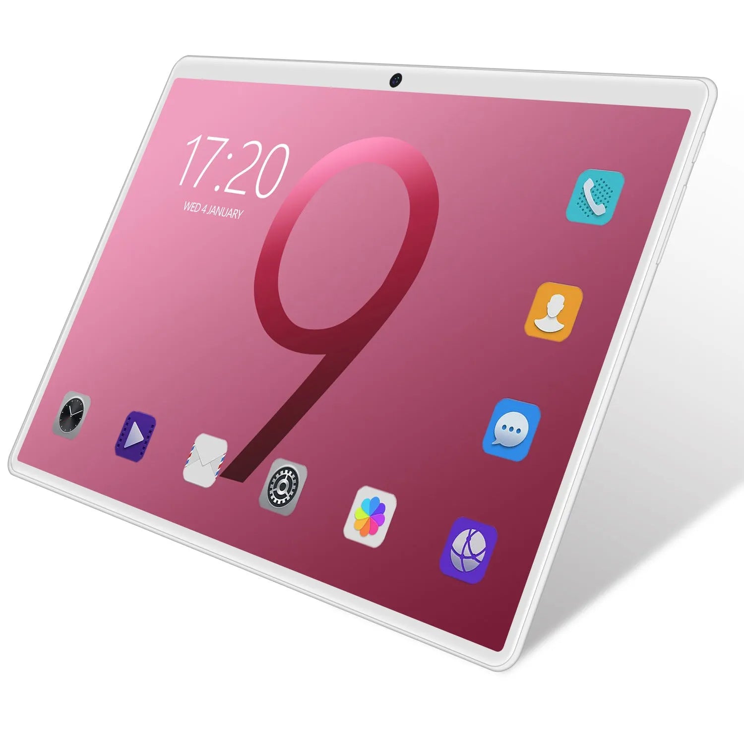 10 inch tablet PC with GPS and dual SIM, black, front view on white background