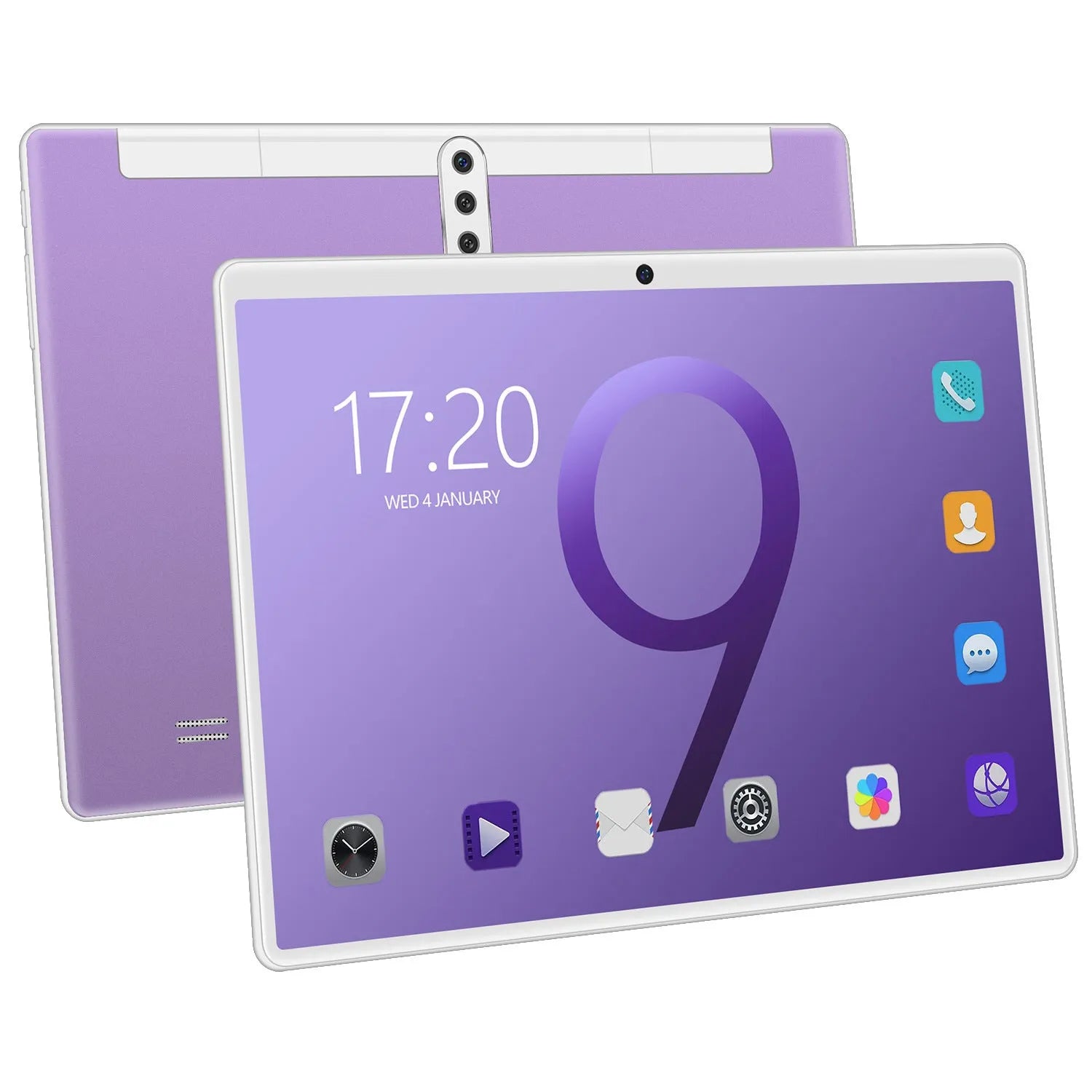 10 inch tablet PC with GPS and dual SIM, black, front view on white background