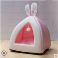 Grey soft cloth cat house dog kennel villa pet bed in size L