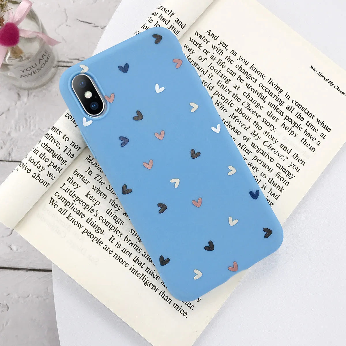 Transparent TPU mobile phone case with small flower love dot design for iPhone, available in multiple colours