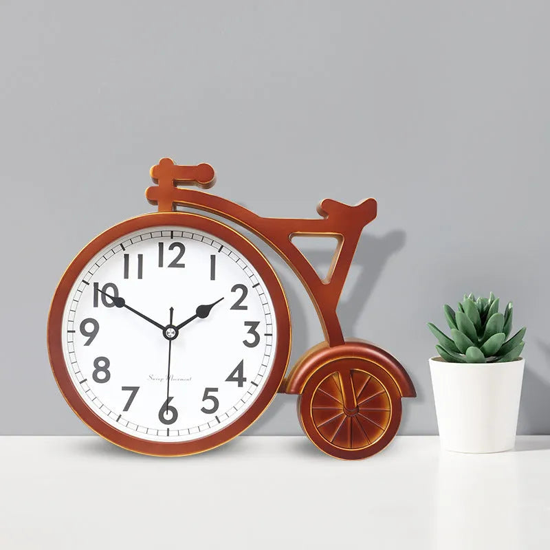 Resin table clock in black, brown, or white with modern art style for home, office, or bedside use