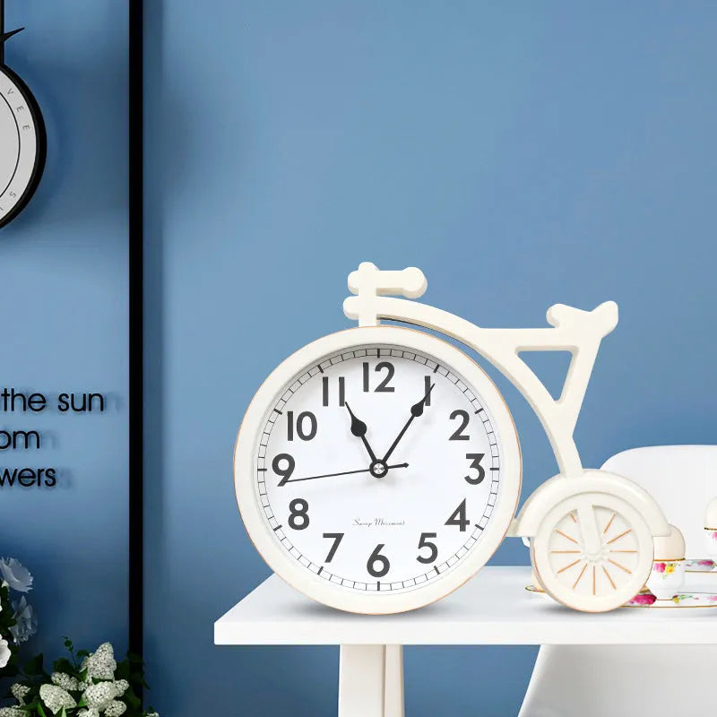 Resin table clock in black, brown, or white with modern art style for home, office, or bedside use
