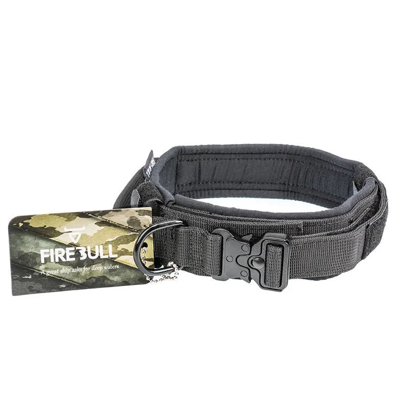 Pet tactical collar leash set adjustable nylon webbing with quick-release buckle in grey for dog training and walking