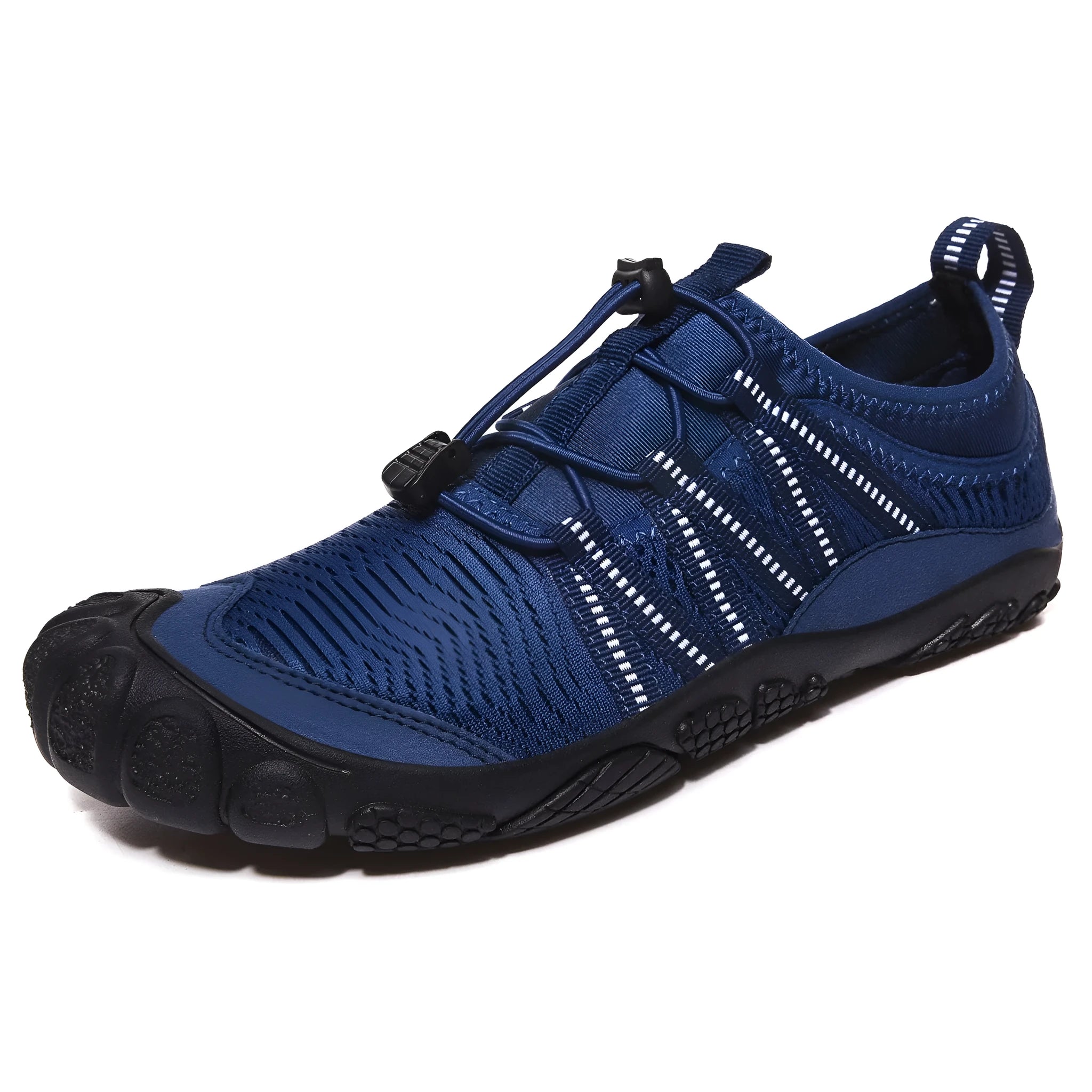 Unisex amphibious water shoes with elastic closure and rubber outsole shown in black colour