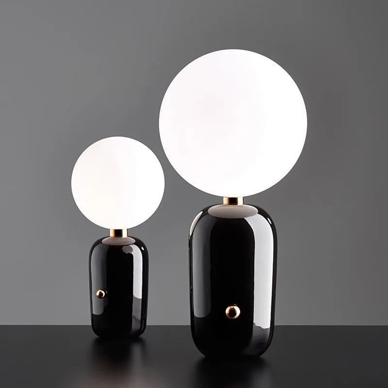Modern creative bedside ball table lamp with metal holder in small gold finish