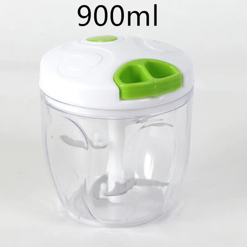 Green manual vegetable chopper with stainless steel blades and 500ml container