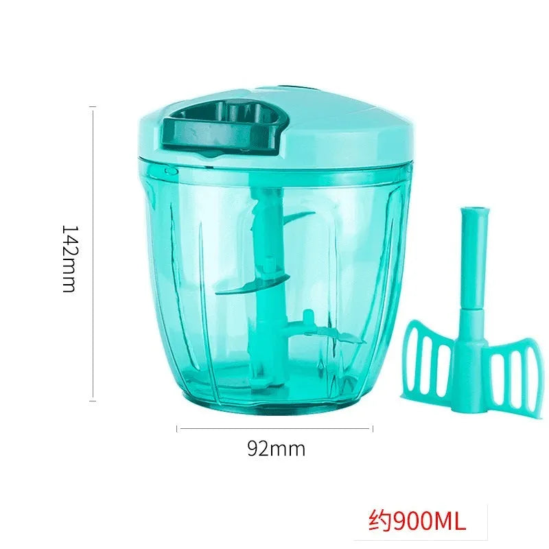 Green manual vegetable chopper with stainless steel blades and 500ml container