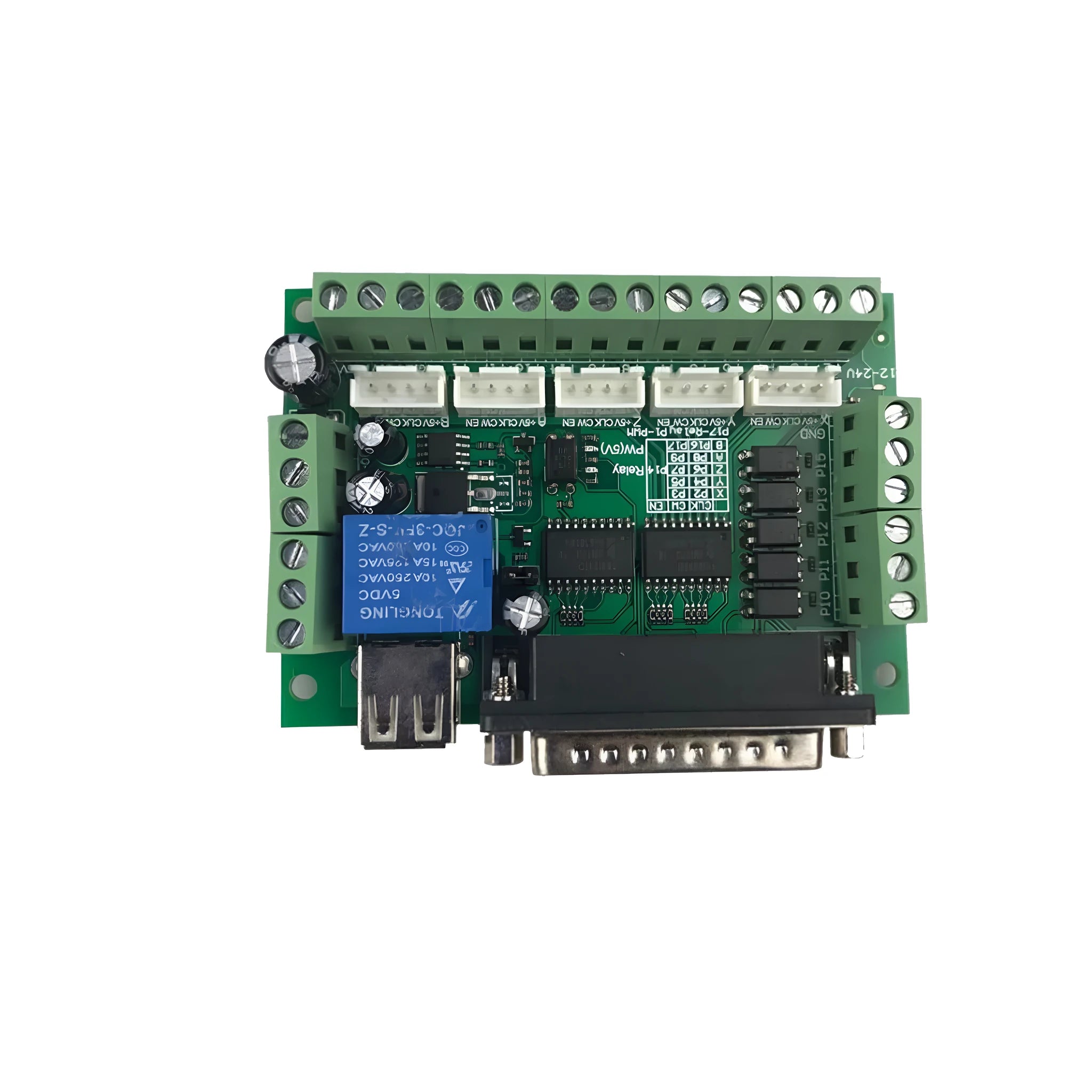 5 axis CNC breakout board for Mach3 router kit with opto-isolated interface and 12-24V input