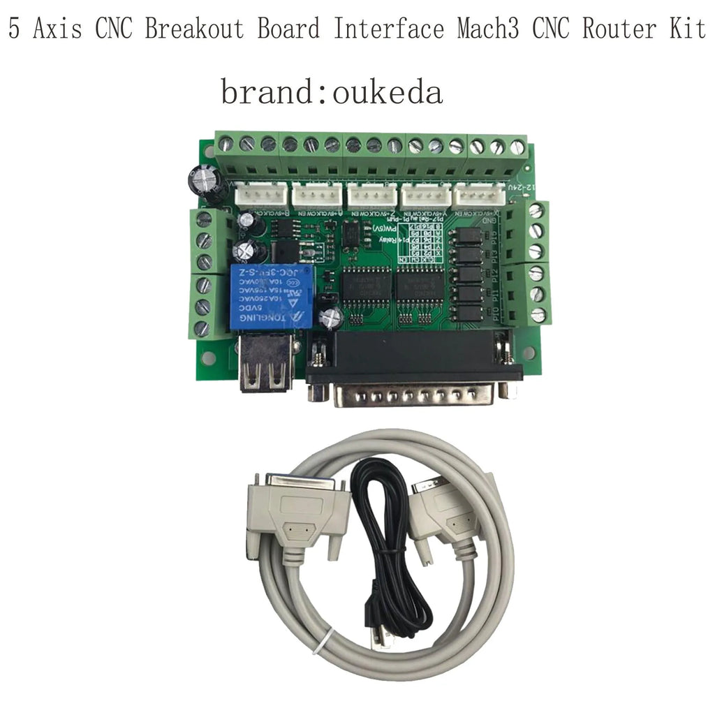5 axis CNC breakout board for Mach3 router kit with opto-isolated interface and 12-24V input