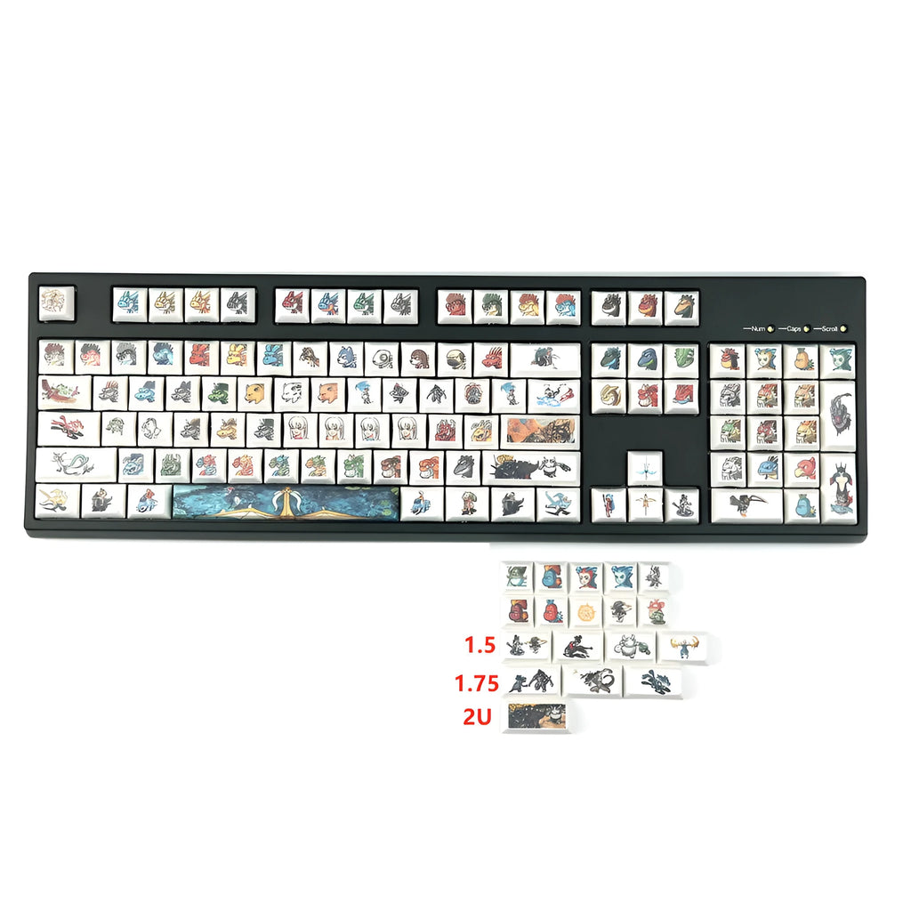 XDA Little Monster sublimation keycap set in Photo Color for mechanical keyboards