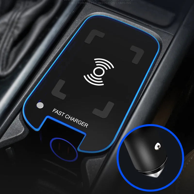 Car wireless charger fast charging modification made of ABS material in SET1 colour, compatible with Qi phones.
