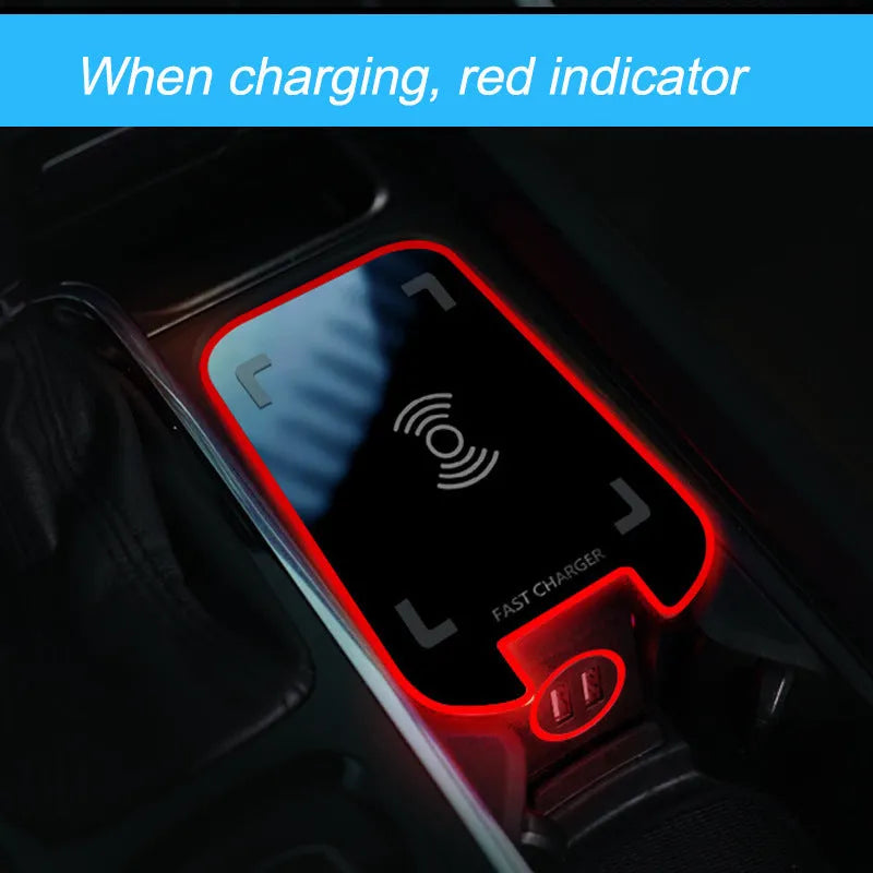 Car wireless charger fast charging modification made of ABS material in SET1 colour, compatible with Qi phones.