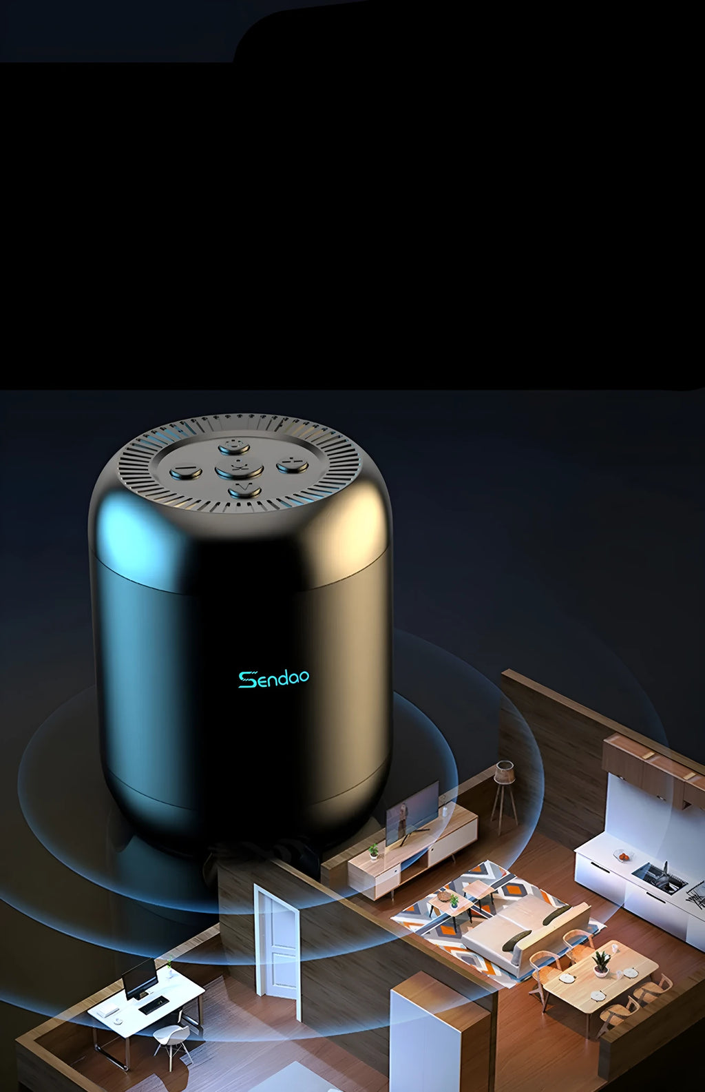 Small black or white portable Bluetooth speaker with card reader slot showing 90x73x73mm dimensions