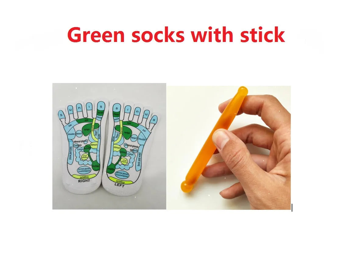 Socks with acupressure point diagrams for foot reflexology, cotton blend, one size adult