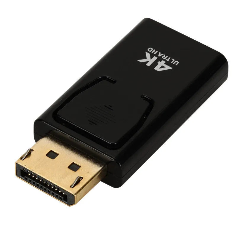 Black DisplayPort to HDMI adapter with 4K support and copper core construction