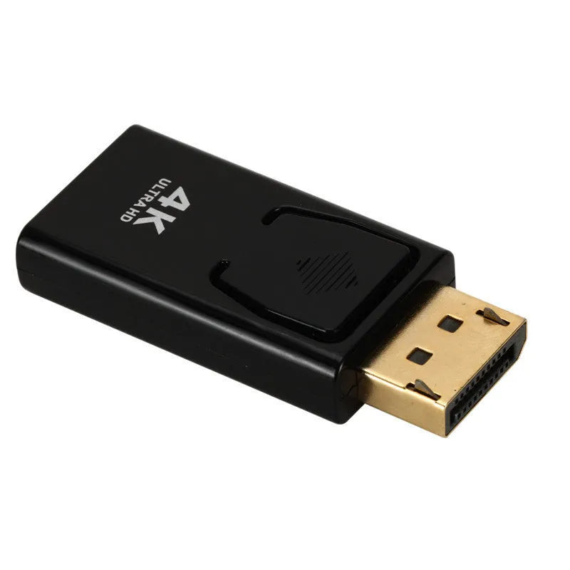 Black DisplayPort to HDMI adapter with 4K support and copper core construction