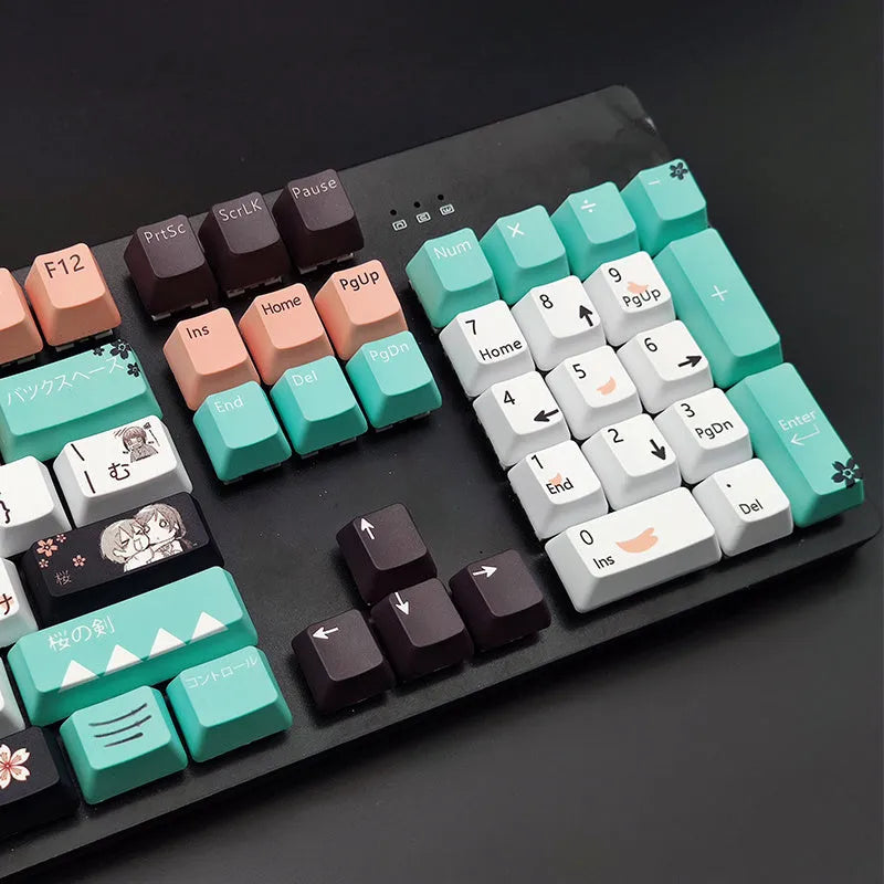 Green Cherry profile mechanical keyboard keycaps with MX stems for USB keyboards