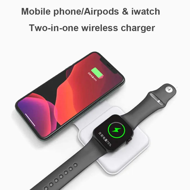 White foldable magnetic wireless charging dock showing dual charging pads and Type-C port