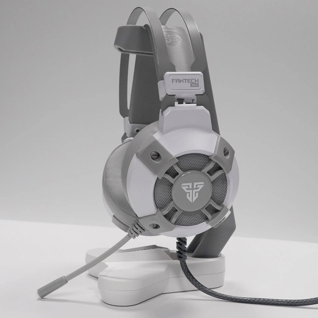 Black FANTECH HG11 USB gaming headset with RGB lighting on ear cups