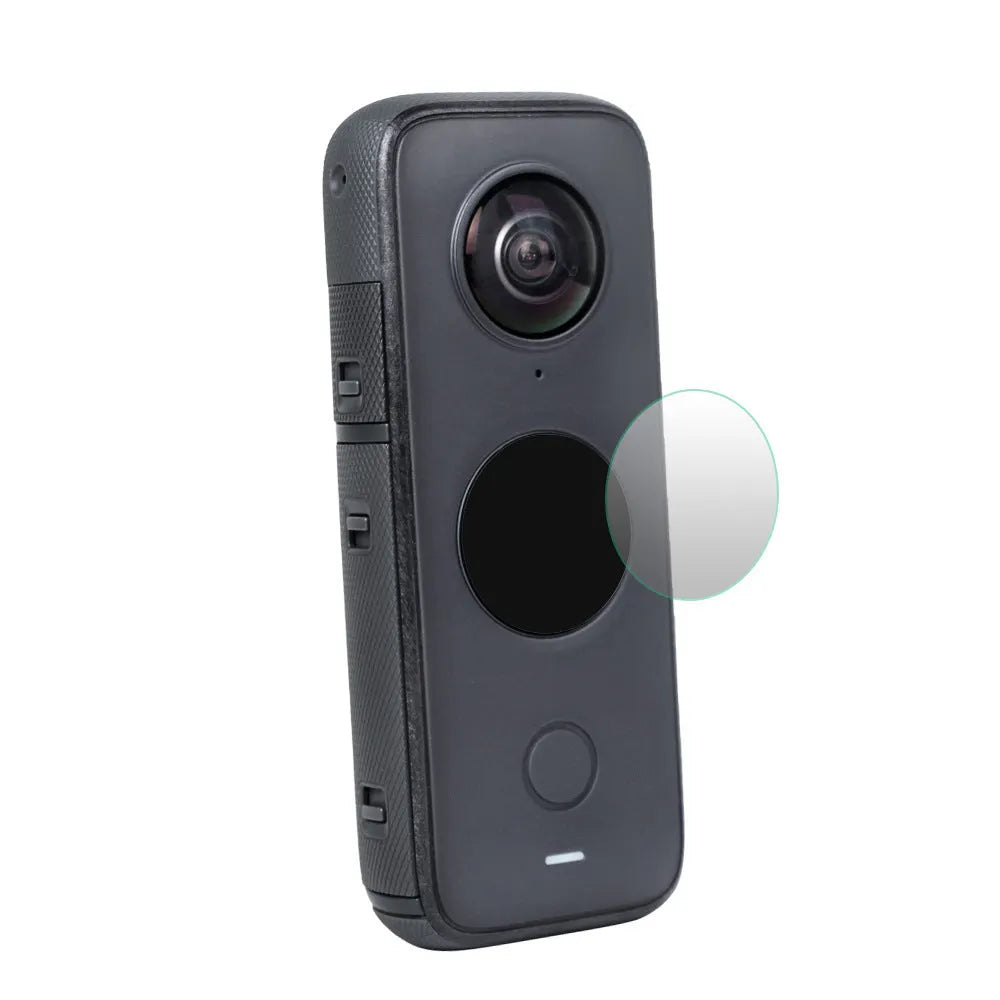 Black tempered glass screen protector for Insta360 ONE X2 action camera with 97mm x 64mm dimensions