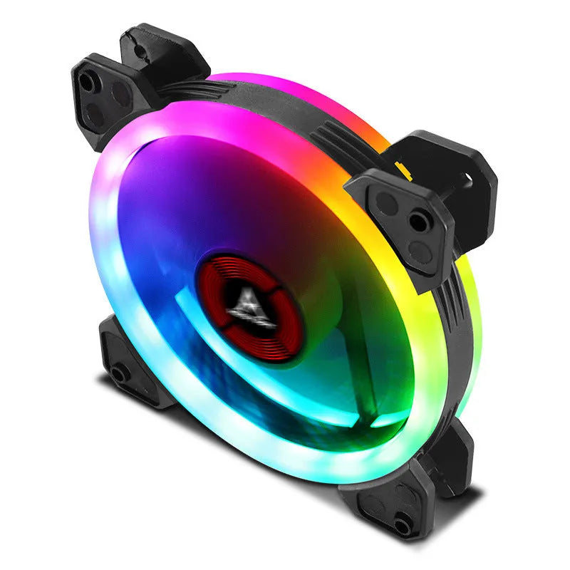 Camouflage-themed 12cm PC cooling fan with RGB LEDs on fan blades and frame.