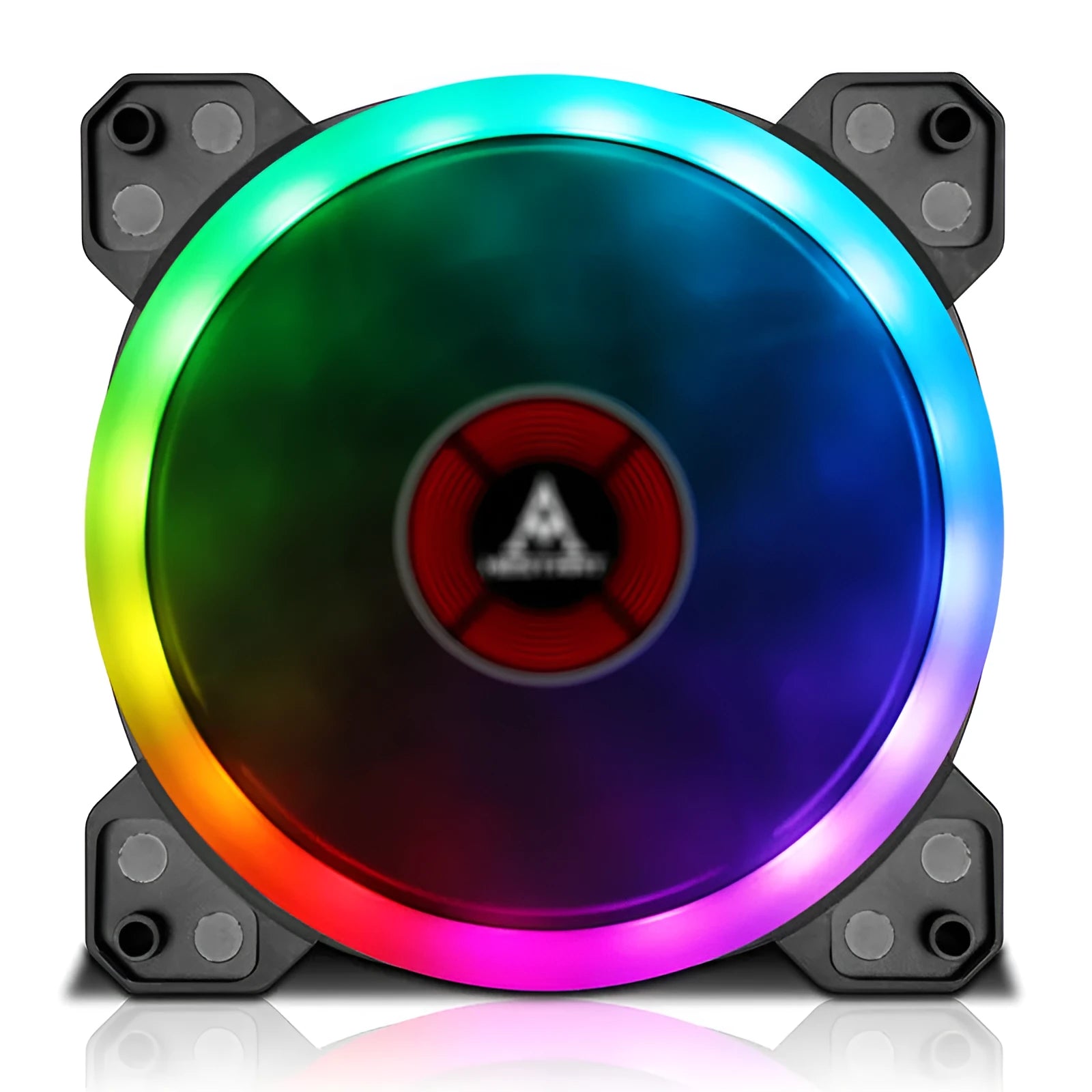 Camouflage-themed 12cm PC cooling fan with RGB LEDs on fan blades and frame.