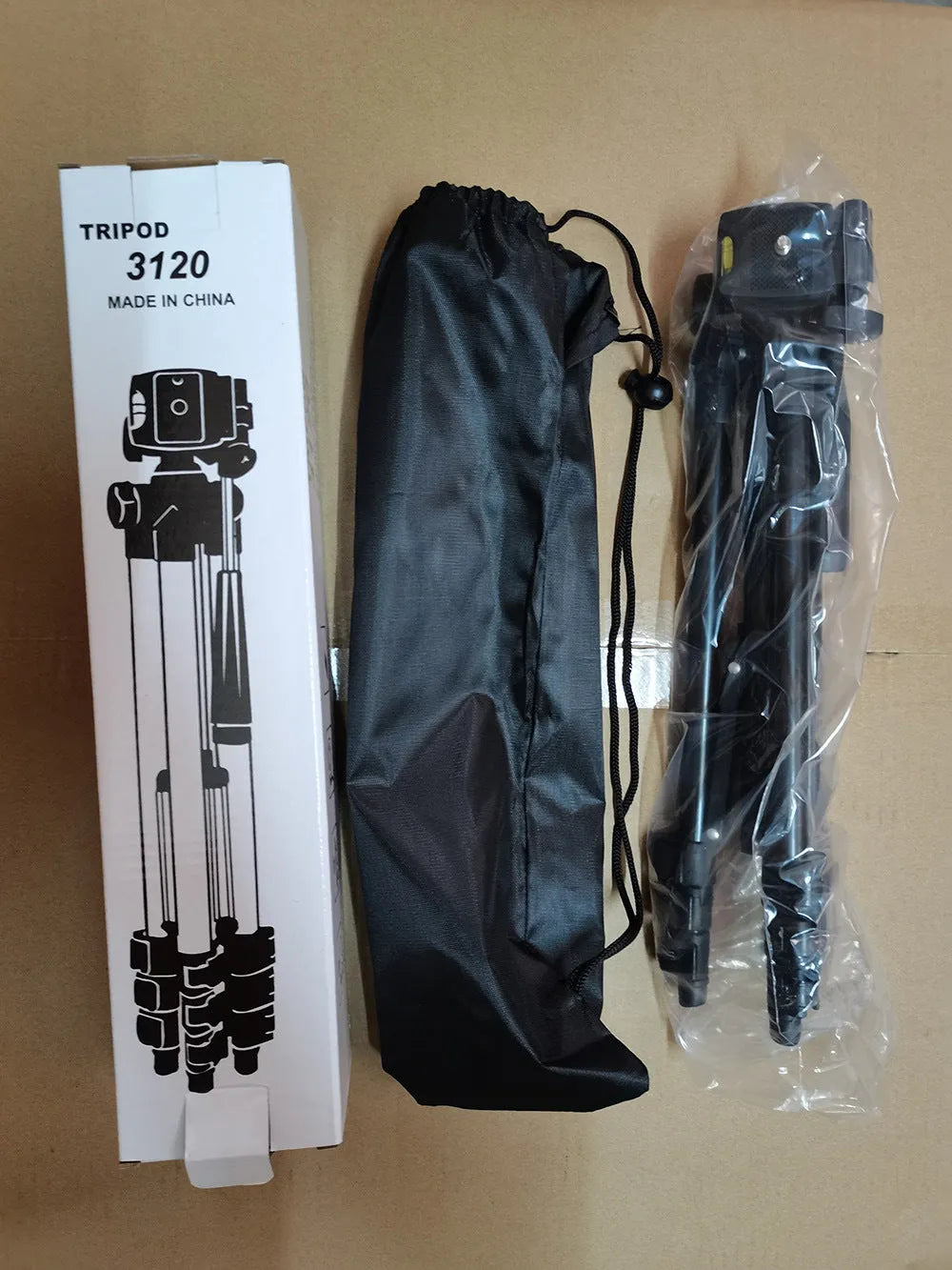 Black aluminium alloy portable tripod extended to maximum height with 3D head