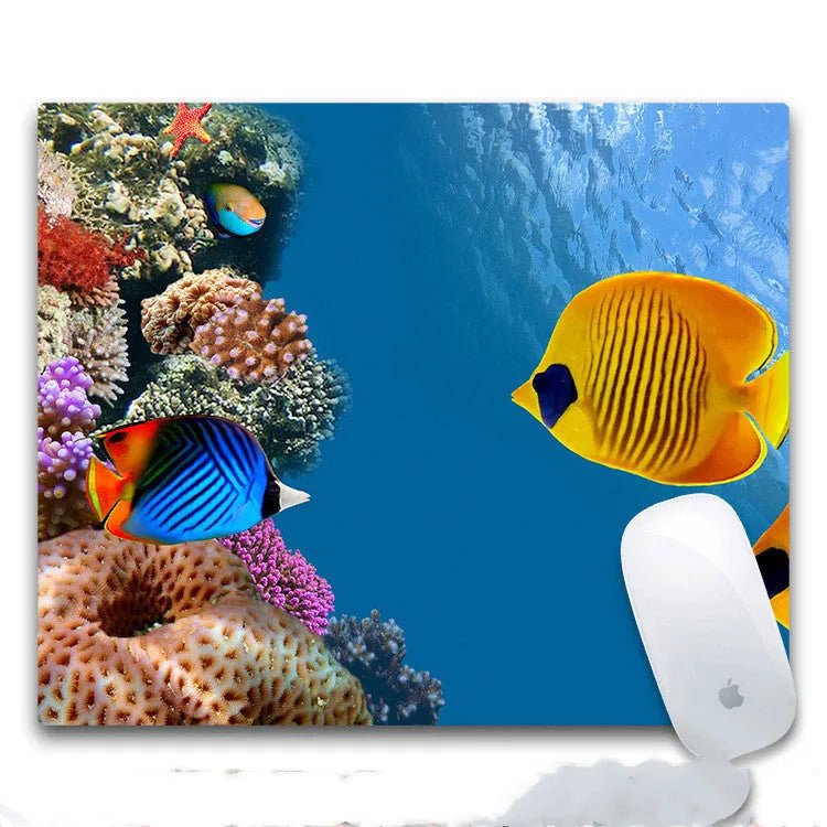 Custom printed mouse pad with rubber base and cloth surface measuring 240x200mm