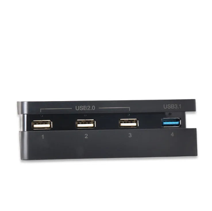 Black PS4 Slim USB hub extender with multiple ports for PlayStation 4 console connectivity