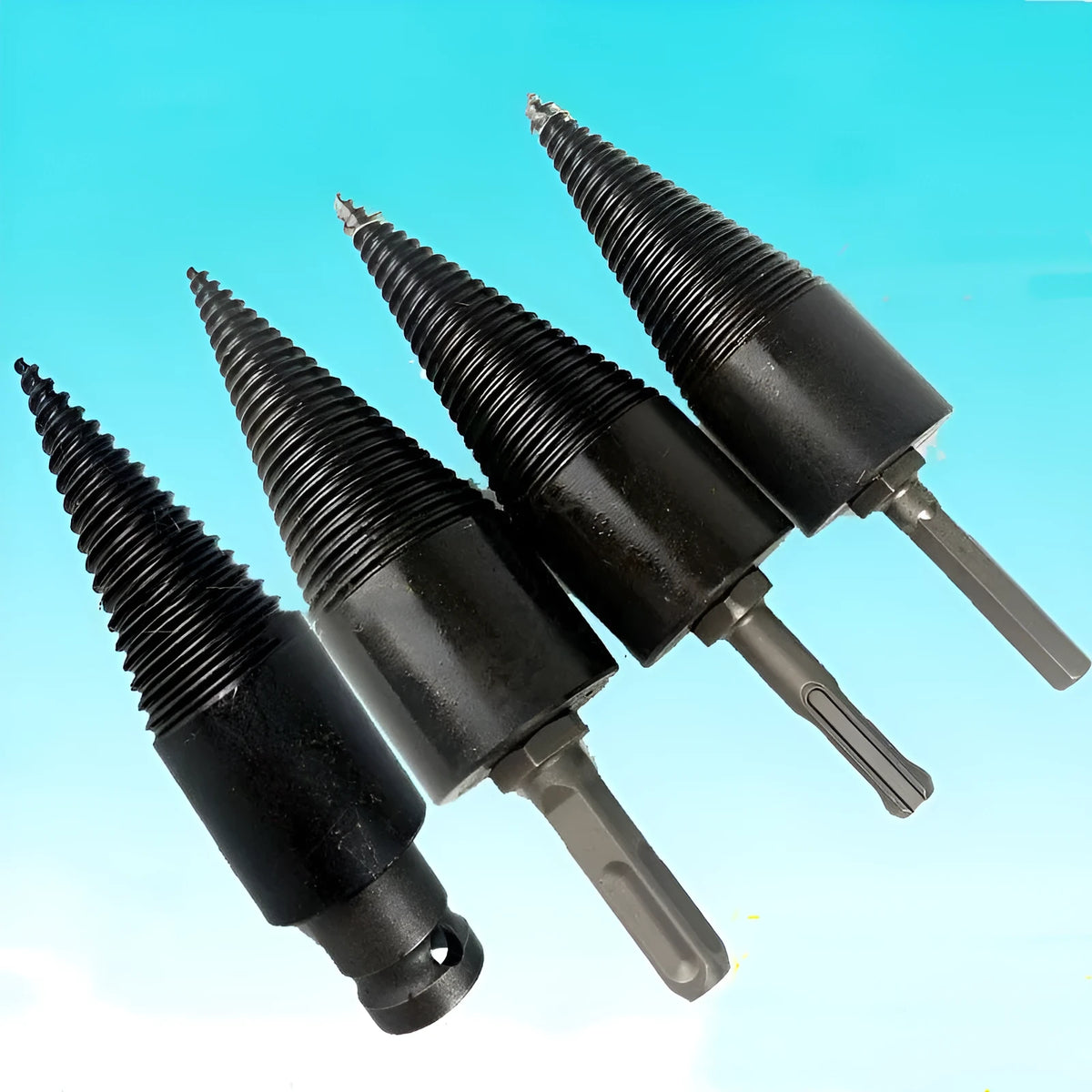 Hexagonal steel firewood splitting drill bit for electric hand drills in 32mm and 42mm sizes