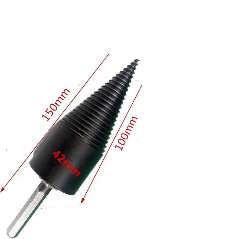 Hexagonal steel firewood splitting drill bit for electric hand drills in 32mm and 42mm sizes