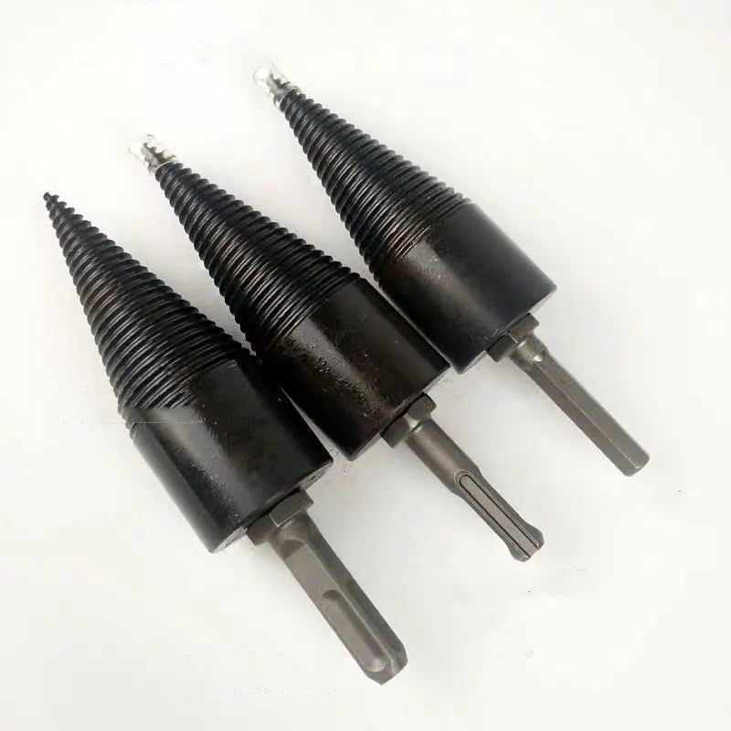 Hexagonal steel firewood splitting drill bit for electric hand drills in 32mm and 42mm sizes