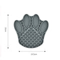 Claw-shaped silicone slow food mat in blue for dog or cat feeding