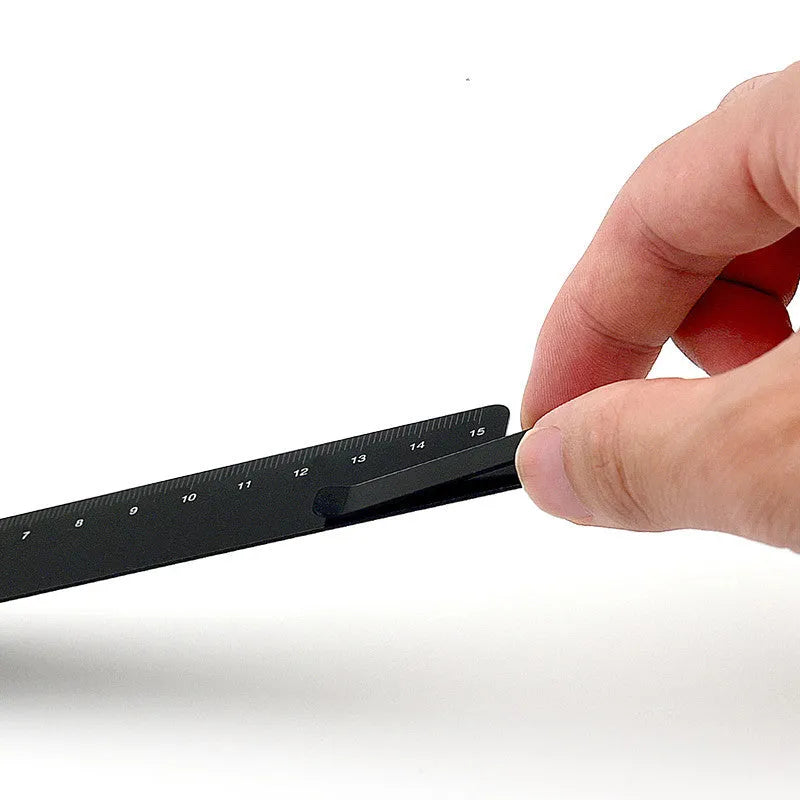 15 cm aluminium bookmark ruler with laser-engraved scale in black, grey or silver finish