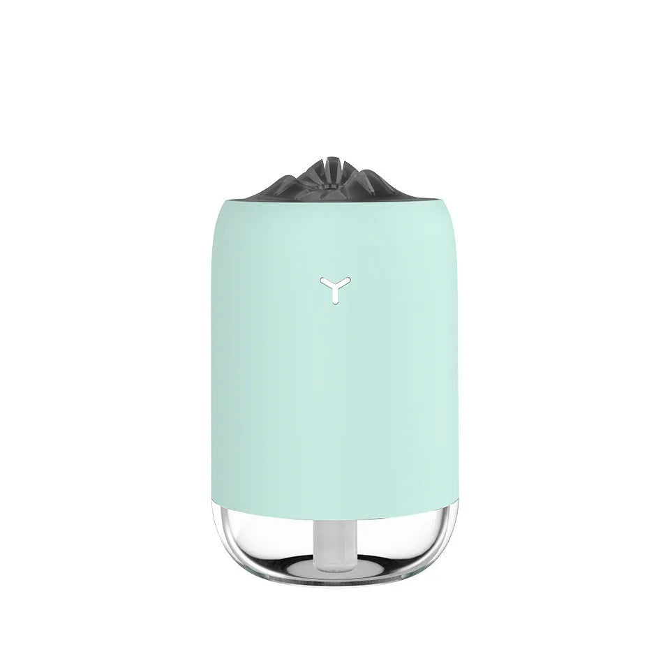 Magic Flame ultrasonic humidifier and aroma diffuser in white, light blue or pink column design.