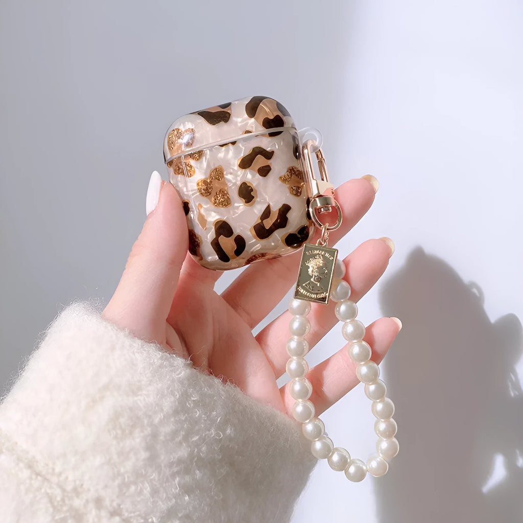 Shell yellow leopard print soft TPU case for Apple AirPods Pro with flip cover design