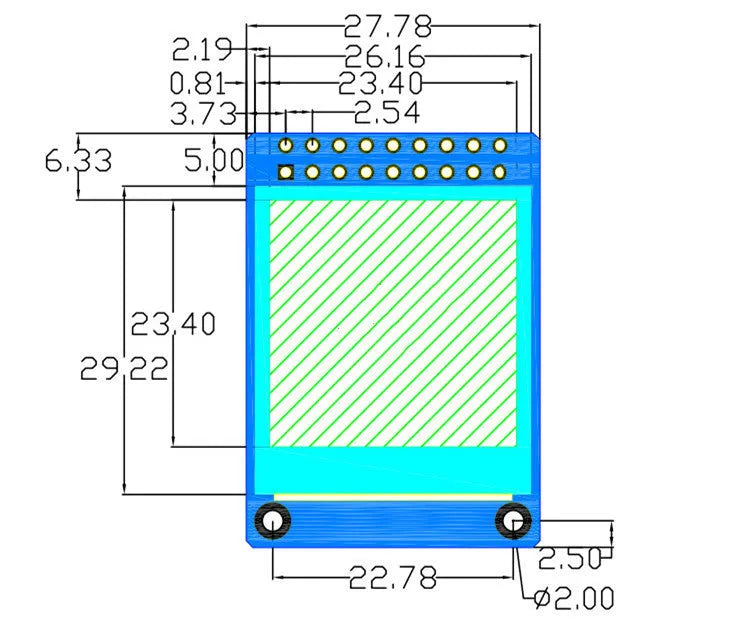 1.3 inch IPS LCD display module with 240x240 square resolution and 18-pin connector